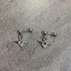 Angel Wing Heart Shape Earrings Stainless Steel Body Jewelry Ear Studs For Casual Or Formal Occasions
