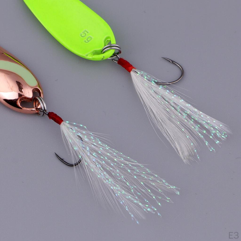 6 Pieces Artificial Fishing Spoon Baits With Barbed
