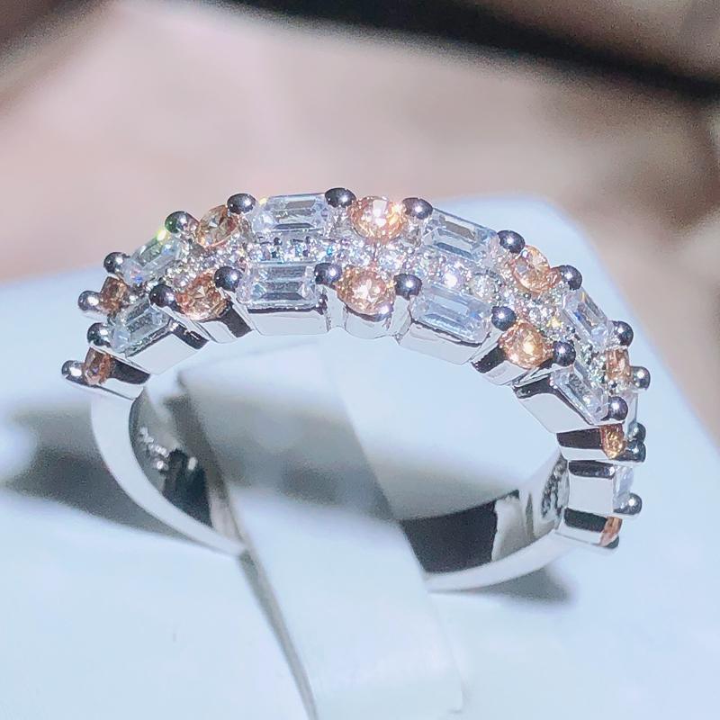 

Classic Fashion White Zirconia Full Of Diamond Ring Female 925 Stamp Wedding Birthday Party Jewelry Gift Wholesale 10 жовтий