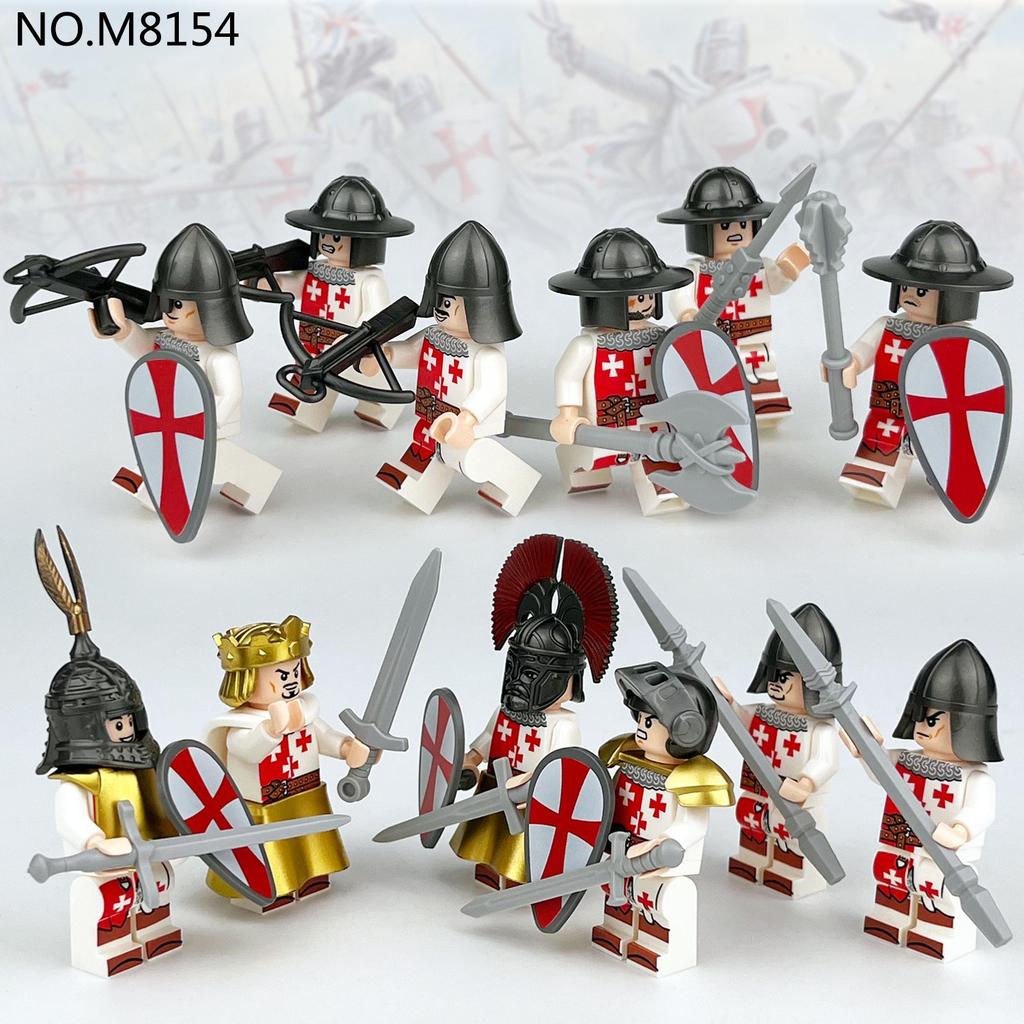 12 Medieval Minifigures Medieval Ilimbe Knight Shield Bow and Arrow Building Block Toy Cross-border