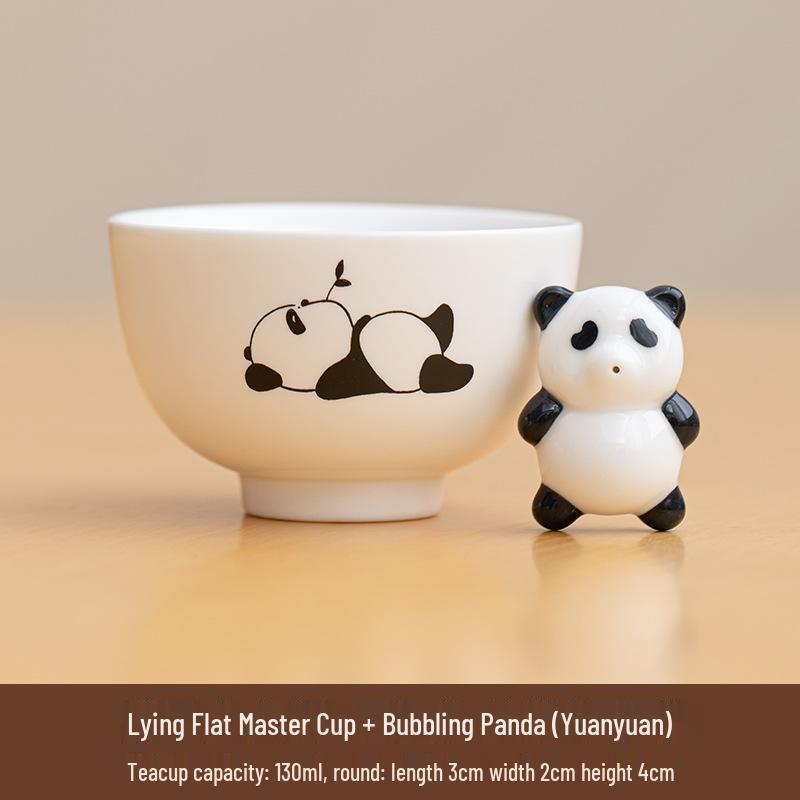 Ceramic Panda Tea Pet Set: Blowing Bubbles Tasting Teacup