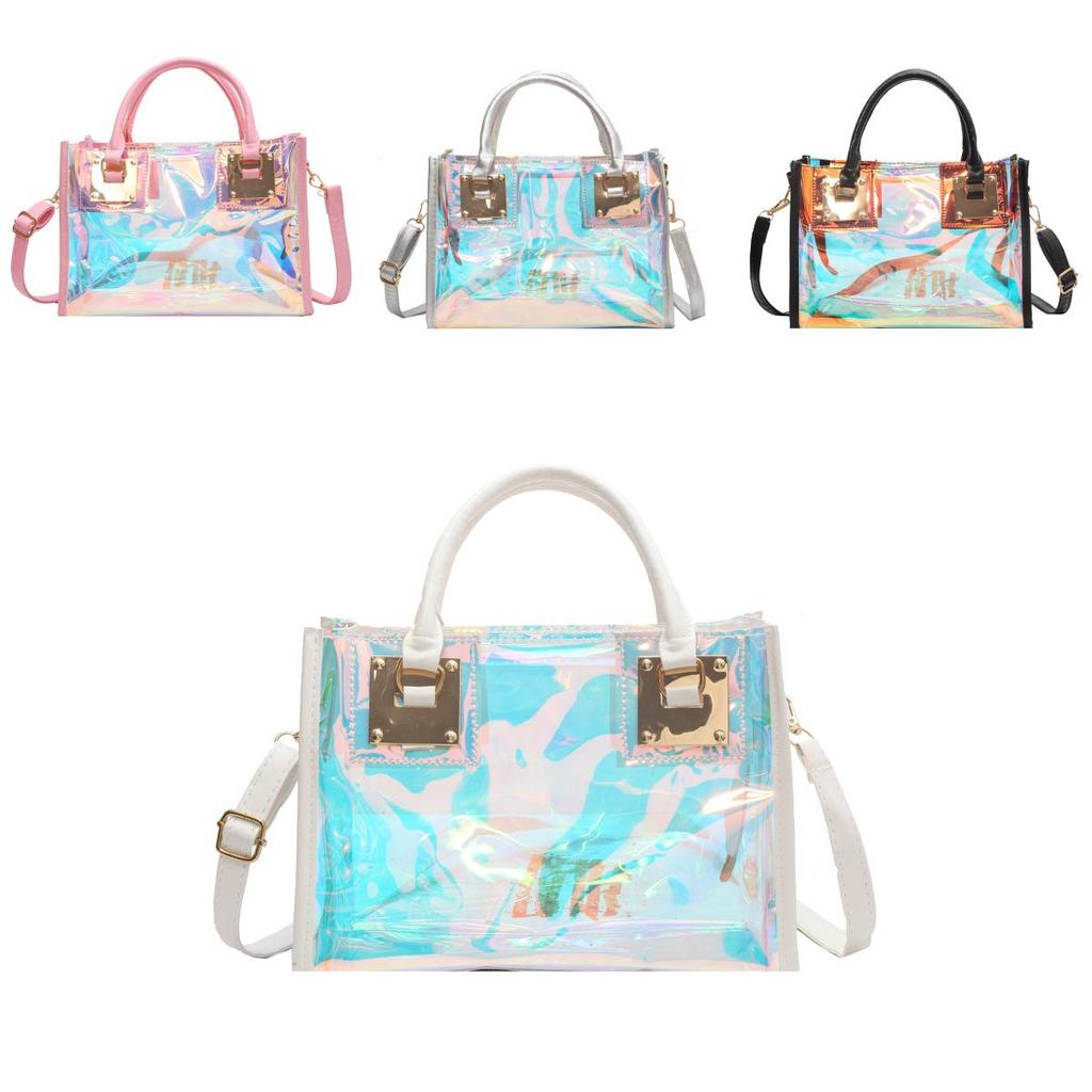 Modern Pvc Jelly Bag With Zipper Closure And Phone Pocket For Womens Casual Wear