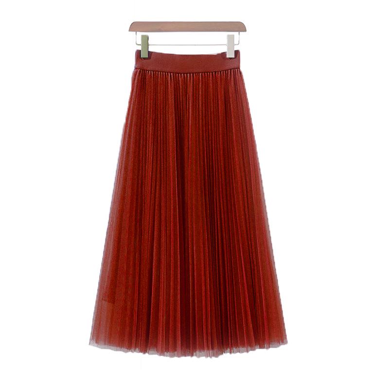 Round Versatile Three-Layer Mesh Pleated Long Skirt for Women - 6-Meter Wide Hem, 2026 Spring/Summer Collection