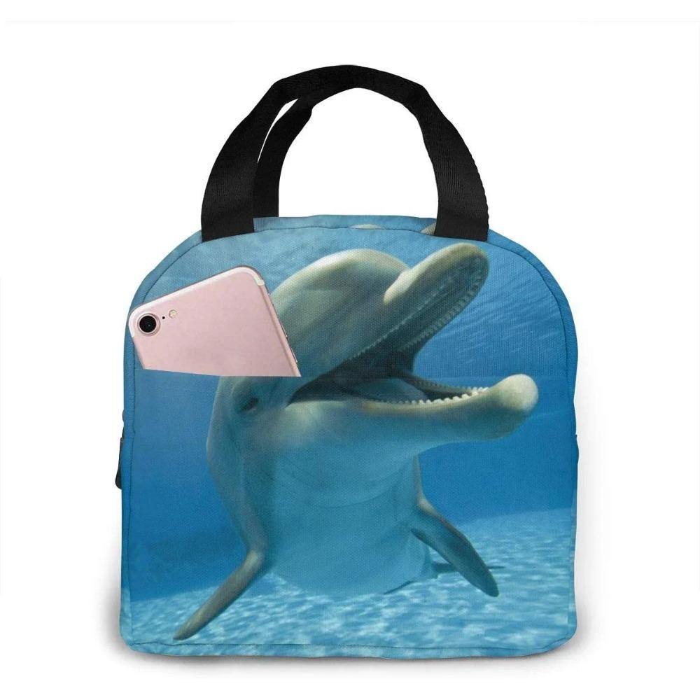 Dolphin Lunch Box for Kids Boys Girls Reusable Lunch Tote Bags, Perfect for School/Camping/Hiking/Picnic/Beach/Travel