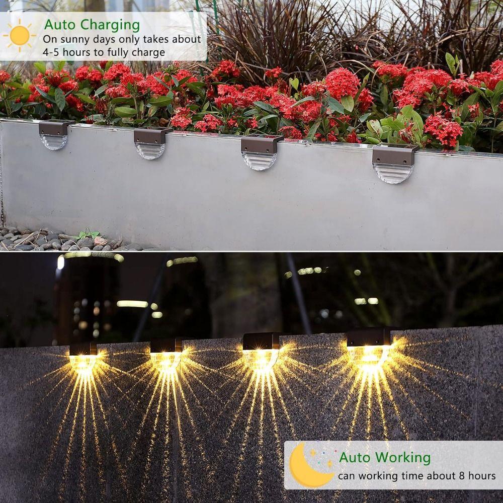 Waterproof Solar Deck Lights LED Light Terraces Railing Lamp Easy To Use Solar Step Lights  Yard