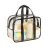 Clear PVC Cosmetic Organizer Bag with Zipper for Toiletries Makeup Storage Transparent Travel Tote Bag Water Resistant