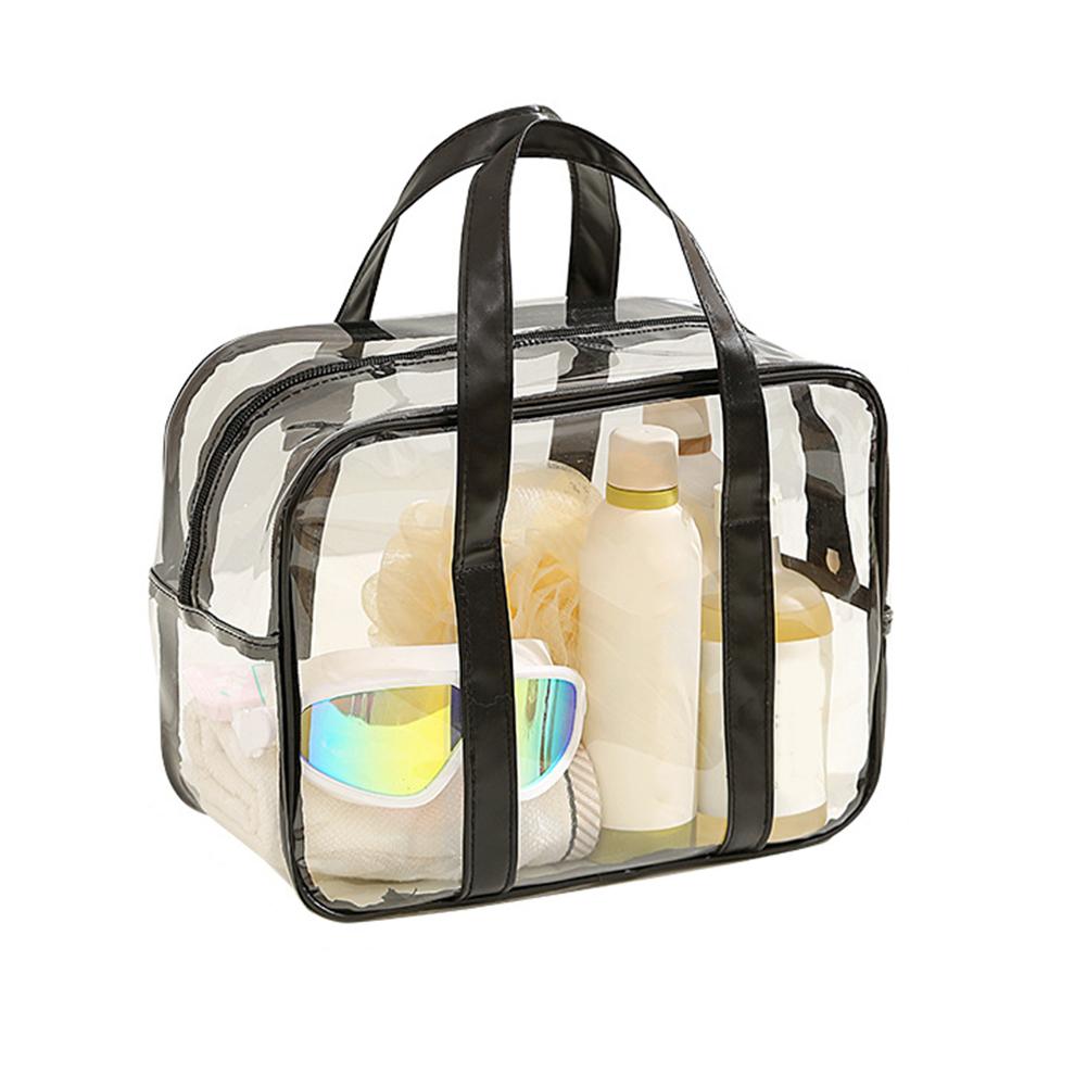 Clear PVC Cosmetic Organizer Bag with Zipper for Toiletries Makeup Storage Transparent Travel Tote Bag Water Resistant