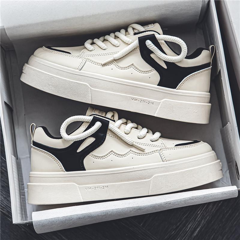 New Popular Fashion Comfortable Casual Versatile Simple Color Blocked Breathable Sports Anti Slip Men's High Top Board Shoes