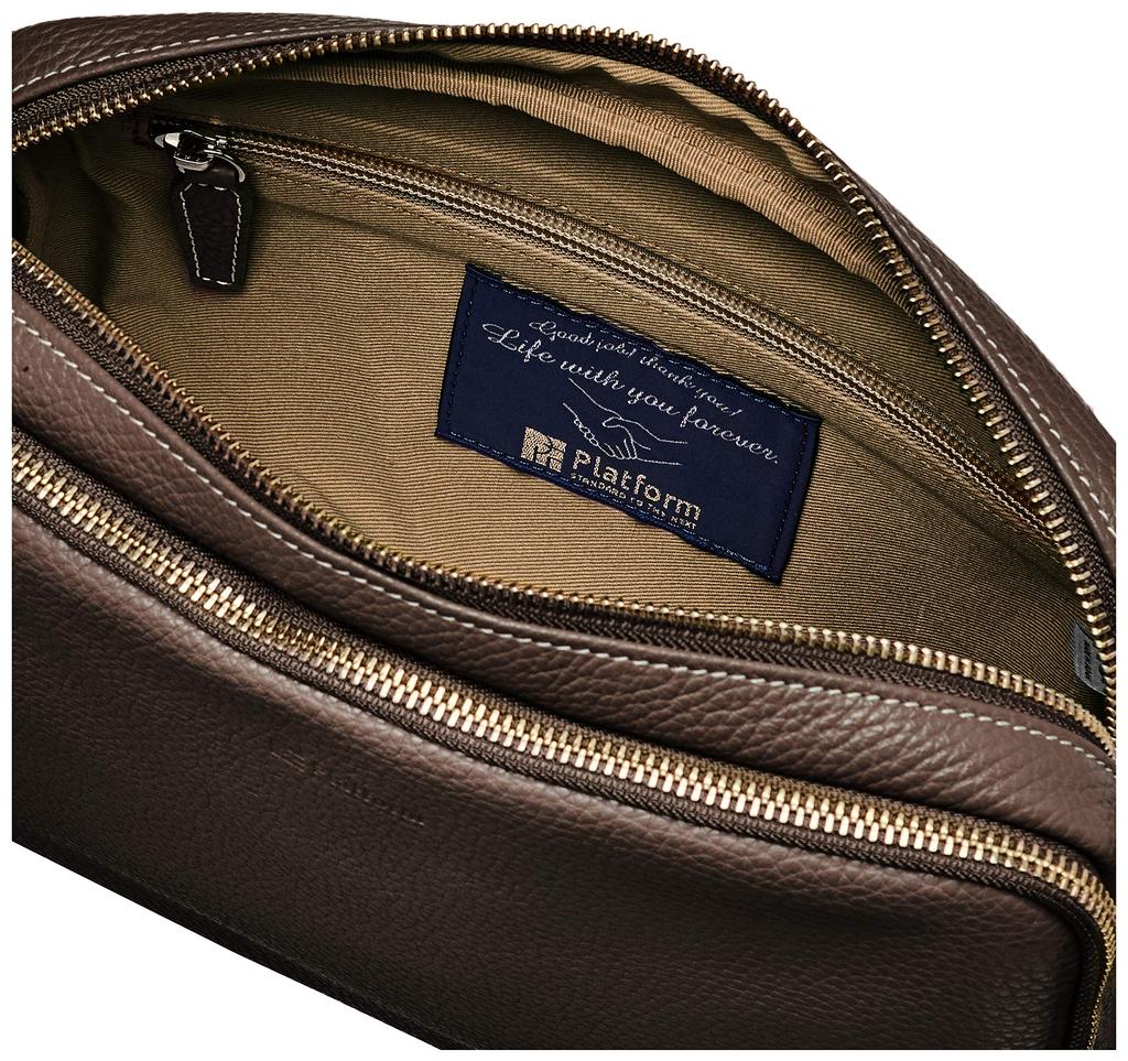 Marco Platform Shoulder Bag, Water-Repellent Italian Leather, 2-Way, Men's, Chocolate