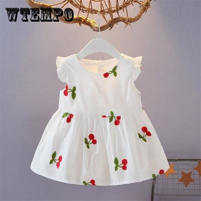 Girls Cute Dress Summer Cotton Vest Skirt 0-3 Baby Girl Nightdress Dress Doll Skirt White Sleeveless A-line Skirt