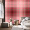 Red Checkered Wallpaper, Red and Light Gray, 50x1000