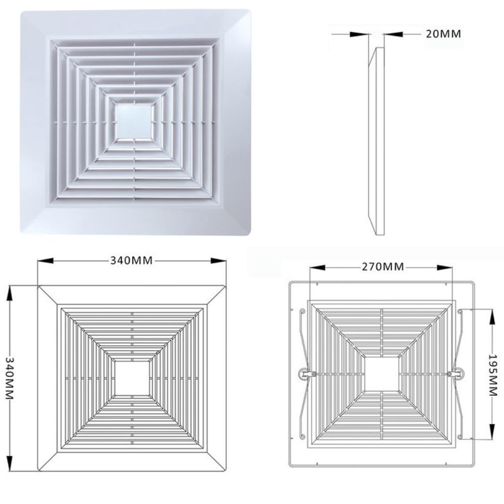New With Spring Exhaust Fan Cover Square White Mounted Grille Diverter Ventilation Hood Ceiling or Wall