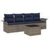 5 Piece Sofa Set with Cushions Grey Poly Rattan
