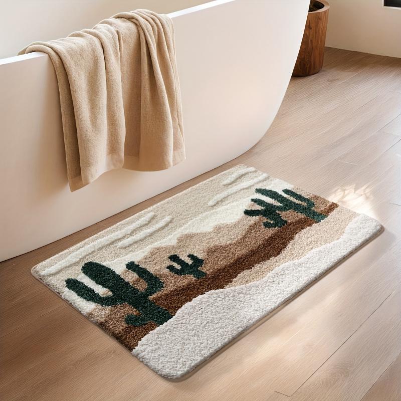 Cartoon Cactus Imitation Cashmere Rug Absorbent Non-Slip Bathroom Mat Bathtub Foot Mat Entrance Doormat Home Decor