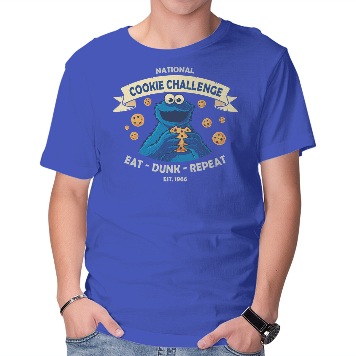 Unisex Crew Neck T-Shirt National Cookie Challenge Graphic Short Sleeve Casual Tee XS