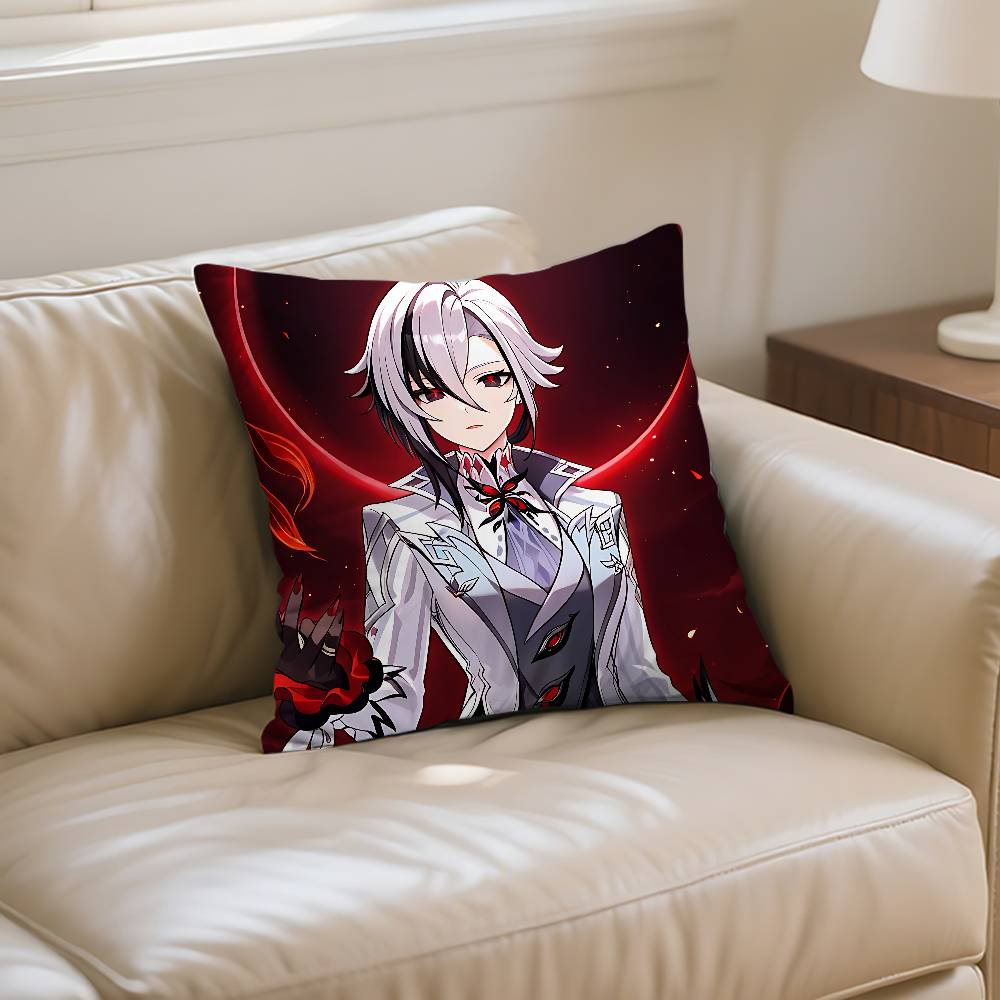 Arlecchino Genshin Impact Pillow Case Throw Pillow Cover Nordic Vintage Style Cushion Covers Home Living Room Sofa Couch Seat