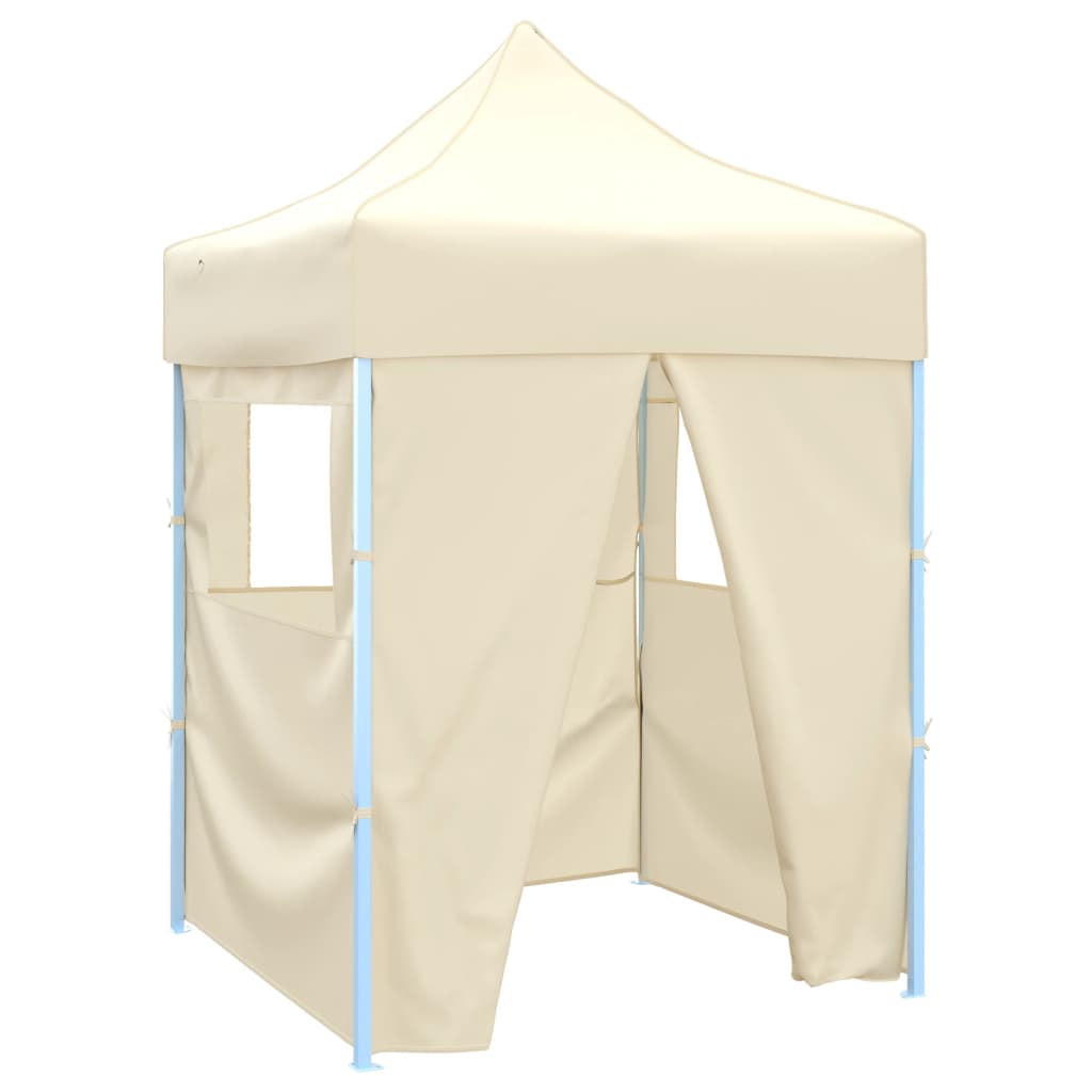 Professional Foldable Party Tent with 4 Side Walls 2*2 M Steel Frame Cream Color