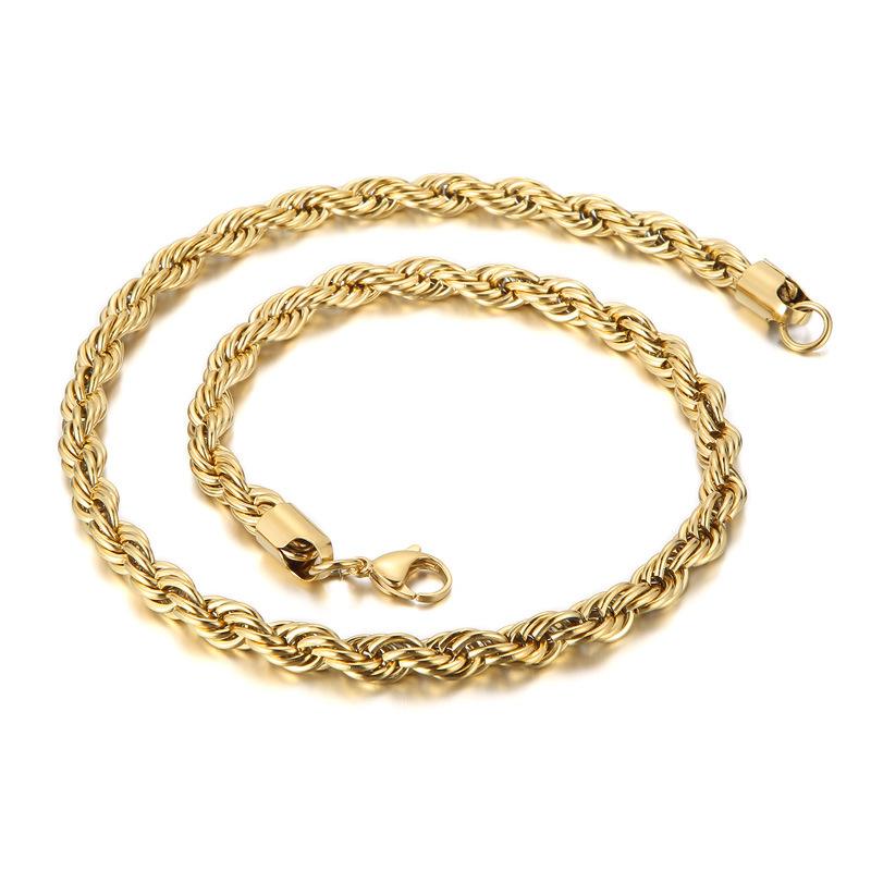 Jewelry Wind Twist Rope Chain Hiphop Hip Hop Electroplated Men'S And Women'S Titanium Steel Twist Chain