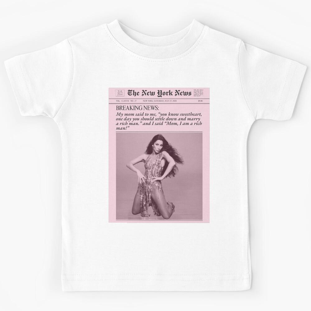 Mom I Am A Rich Man Quote Pink Newspaper Kids T-Shirt 130