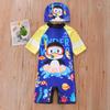 Children's UPF50+ Cartoon Penguin Boys' One-Piece Swimsuit for Toddlers and Kids