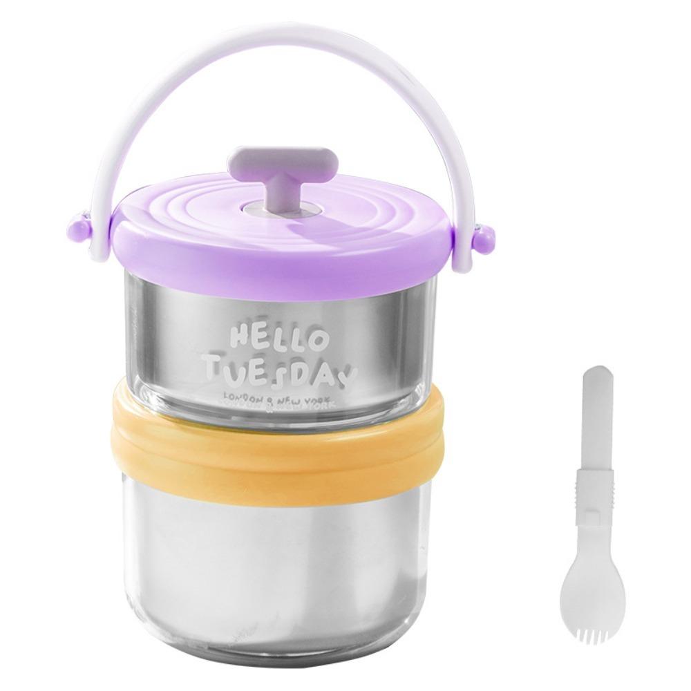 

Double Layer Thermal Lunch Box Microwaveable Fresh-keeping Box Insulated Lunch Box Porridge оранжевый/фиолетовый