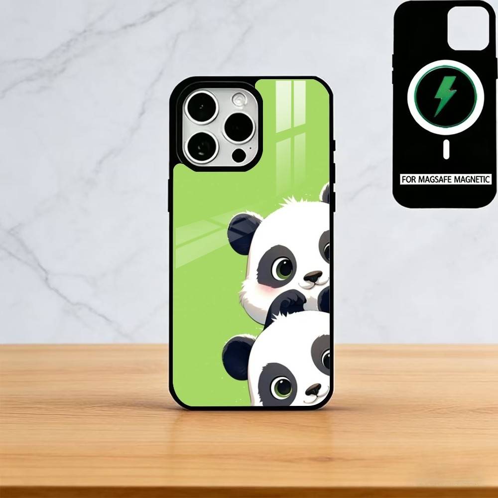 Cute Cartoon Animal Panda Phone Case For iPhone17,16,15,14,13,12,11 Plus,Pro Magnetic with Magsafe Wireless Charging