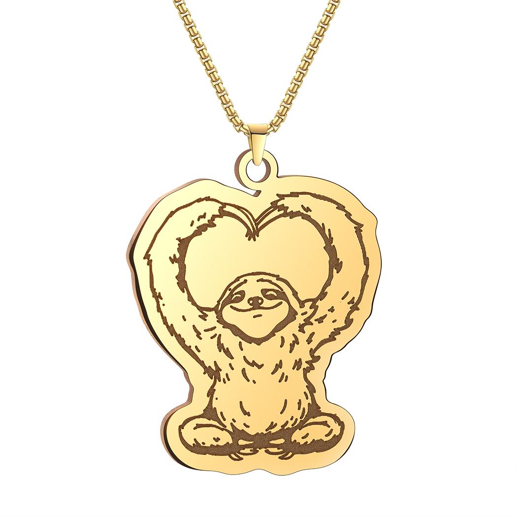 

Kinitial Happy Sloth Making Heart Design Women s Pendant Necklace Cute Animal Accessories Girls Birthday Gift Statement Jewelry