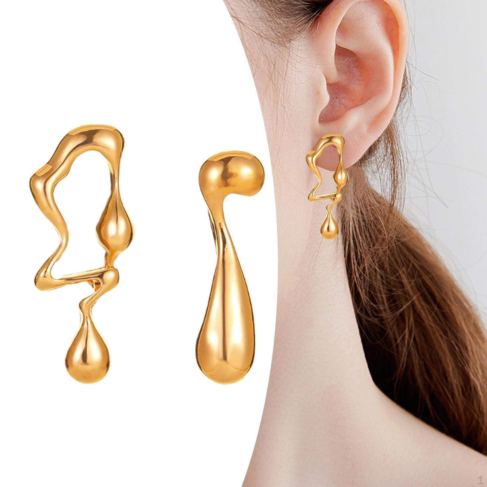 Асимметричные Серьги-гвоздики в форме капли воды Неправильные украшения для вечеринки золотой