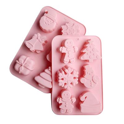 1 Set Snowman Xmas Tree Christmas Silicone Molds Handmade Soap Molds New Year Cookie Cake Mold DIY Tool Holiday Party Supply