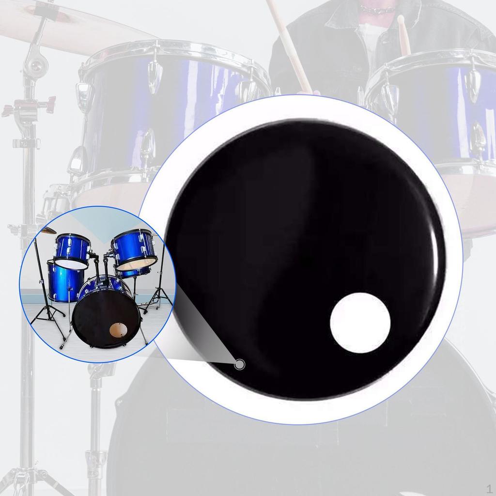 Resonant Bass Drum Head Black Drumhead Metal Smooth,Professional,Replacement Part,Good Sound Sturdy