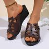 Fashion Plus Size 2025 Summer Open Toe Women's Slippers Retro Round Toe Hollow Out Wedges Sandals Outdoor Daily Office Casual Slippers