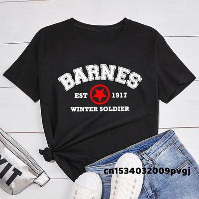 Barnes 1917 T-shirts Dames Zomer Vintage Winter Soldier Bucky Barnes T-shirt met korte mouwen Dames T-shirts met korte mouwen Unisex