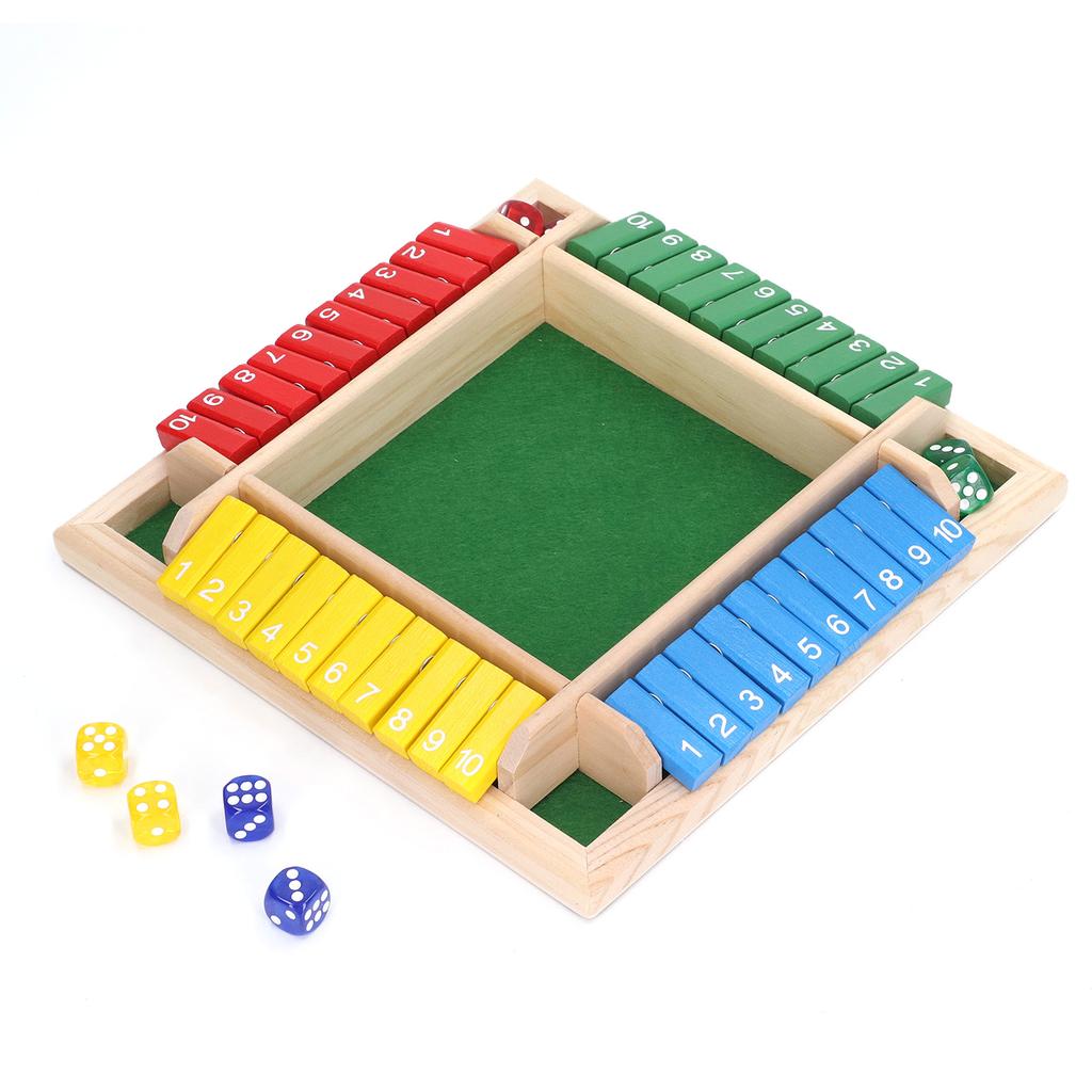 Wooden Dice Board Game Home Pub Holiday Party 4 Players Family Table Math Games for Adults Kids