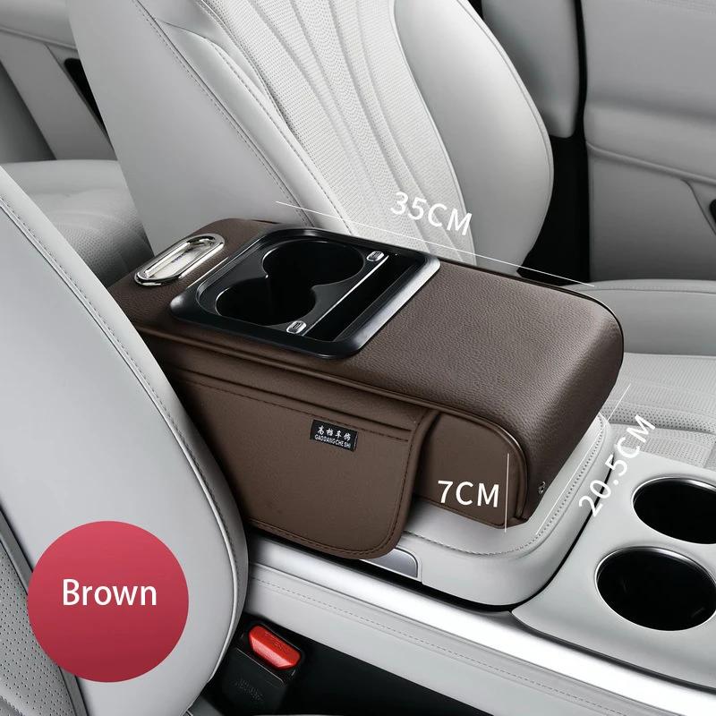 

Multi-Function Portcar Armrest Box Booster Pad With Usb Port Car Tissue Box Center Armrest Box Storage With Water Cup Holder коричневый