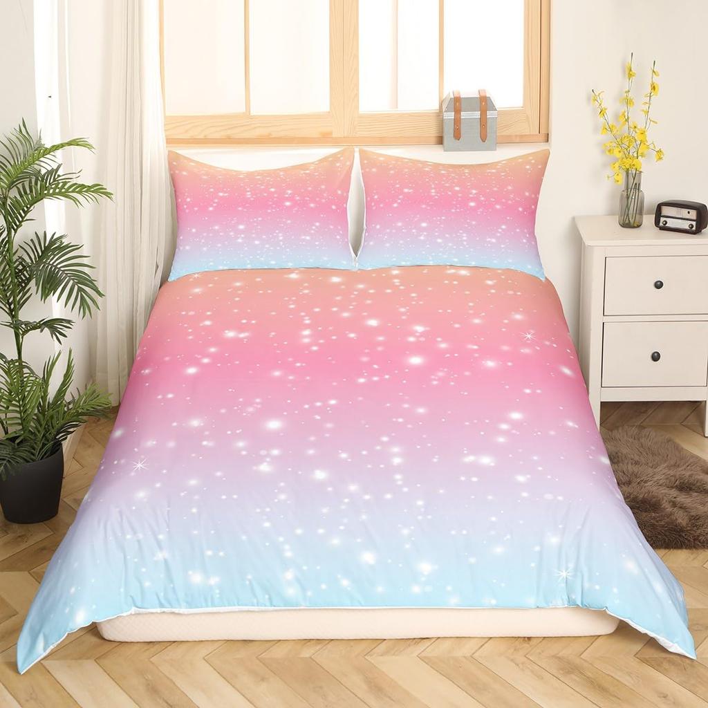 Blue Ombre Duvet Cover Queen Size Ocean Sea Blue White Gradient Solid Color Soft Bedding Set Modern Abstract Art Comforter Cover