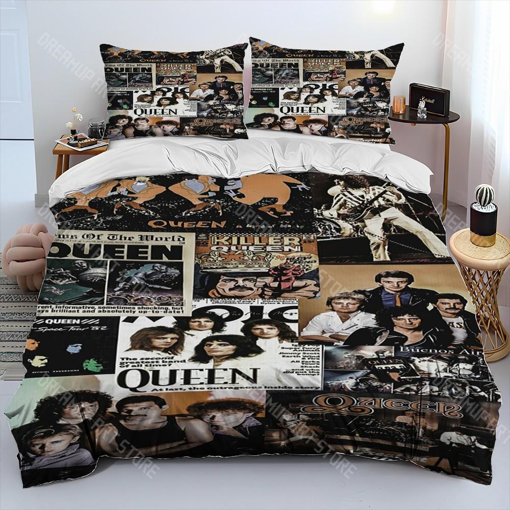 Freddie Mercury Queen-Rock-Band Comforter Bedding Set,Duvet Cover Bed Set Quilt Cover Pillowcase,King Queen Size Bedding Set