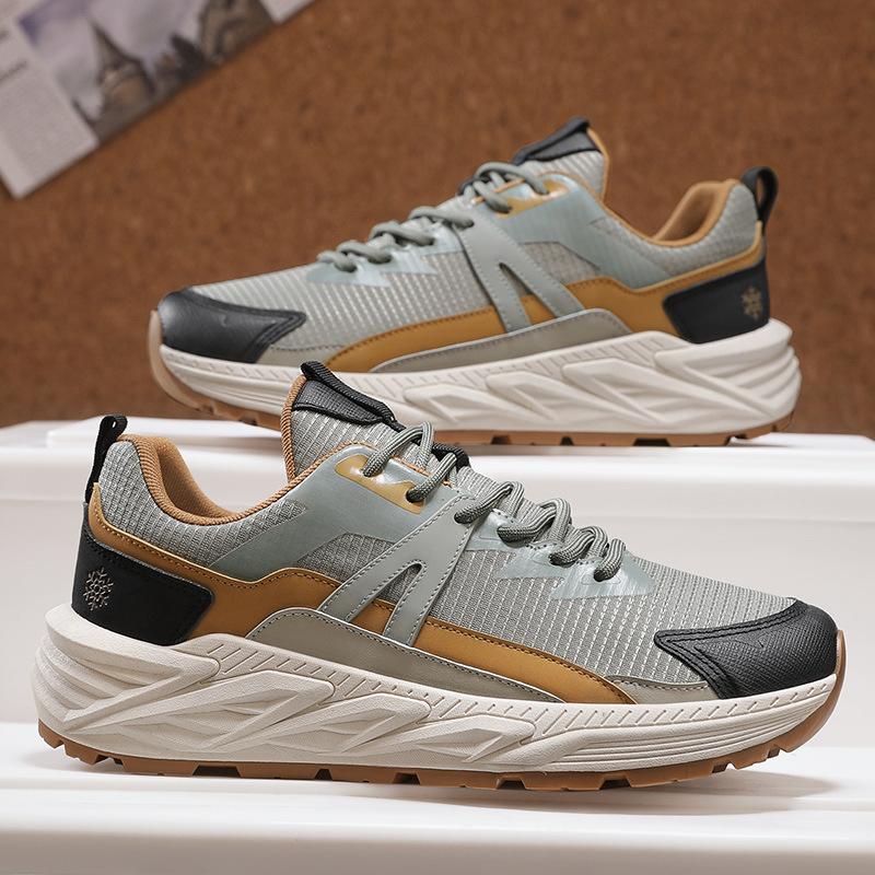 

New spring thick-soled heightening dad shoes men s light color matching breathable mesh versatile men s shoes 45 зелёный