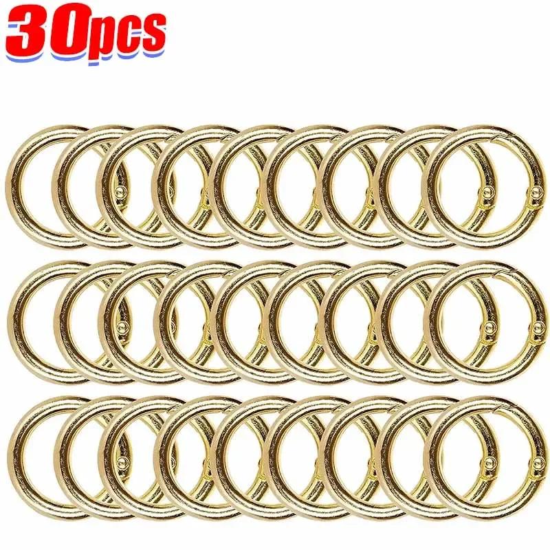 30/10pcs Metal O Ring Spring Clasps for DIY Jewelry Openable Round Carabiner Keychain Bag Clips Hook Dog Chain Buckles Connector