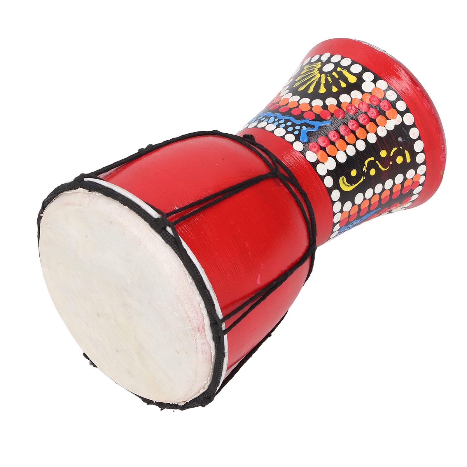 

Африканский барабан 4 дюйма красного цвета с ручной росписью классический джембе для начинающих и взрослых