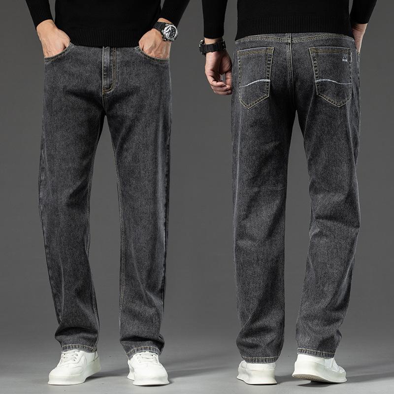 2024 Herbst/Winter Neue Große Gerade Röhre Lose Cowboy Herren Stretch Und Samt Dicke Warme Hose