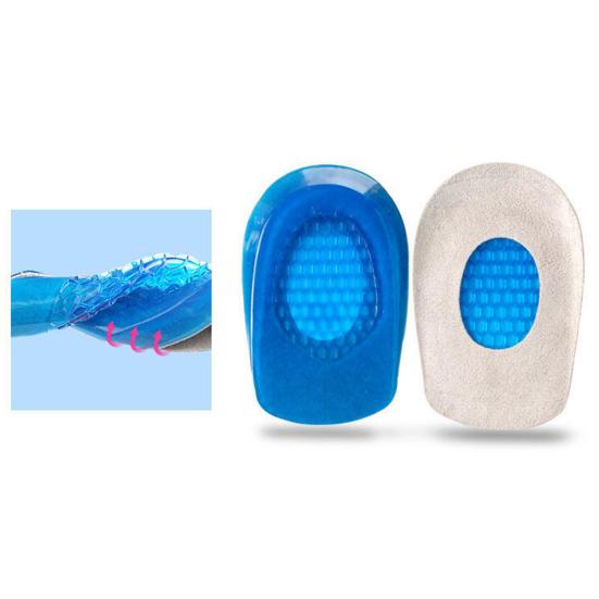 1Pair Heel Insoles Shock Absorption Wraparound Protection Rubber Shoe Inserts for Plantar Support