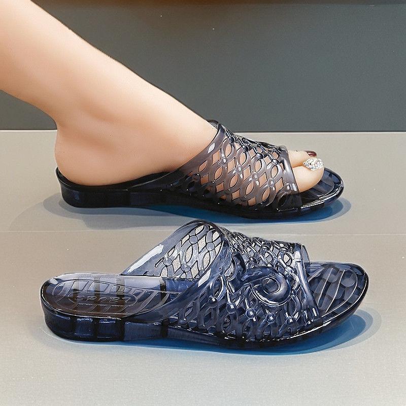 Fashion New Low Heel Wedged Sandal Female Jelly Shoes Women's Summer Slides  Outdoor Transparent Slipper Woman Non Slip Clear Sandals