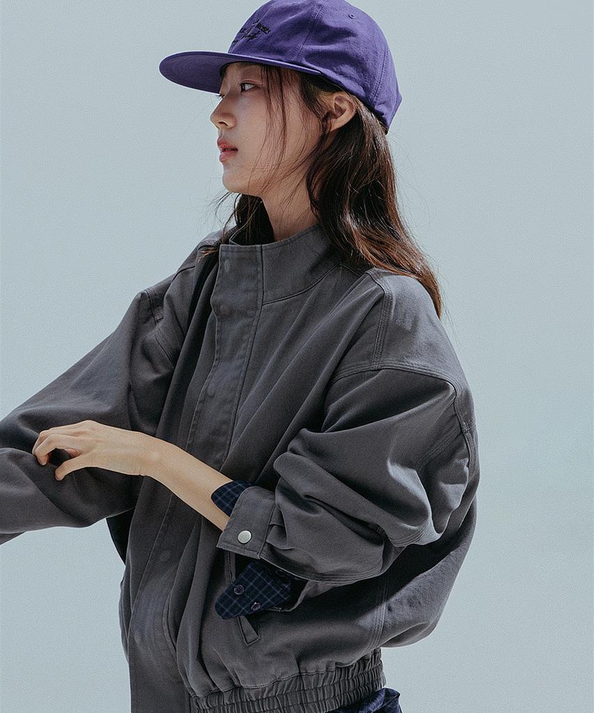 ANNEHEARTS Washed High Neck Jacket_Gray