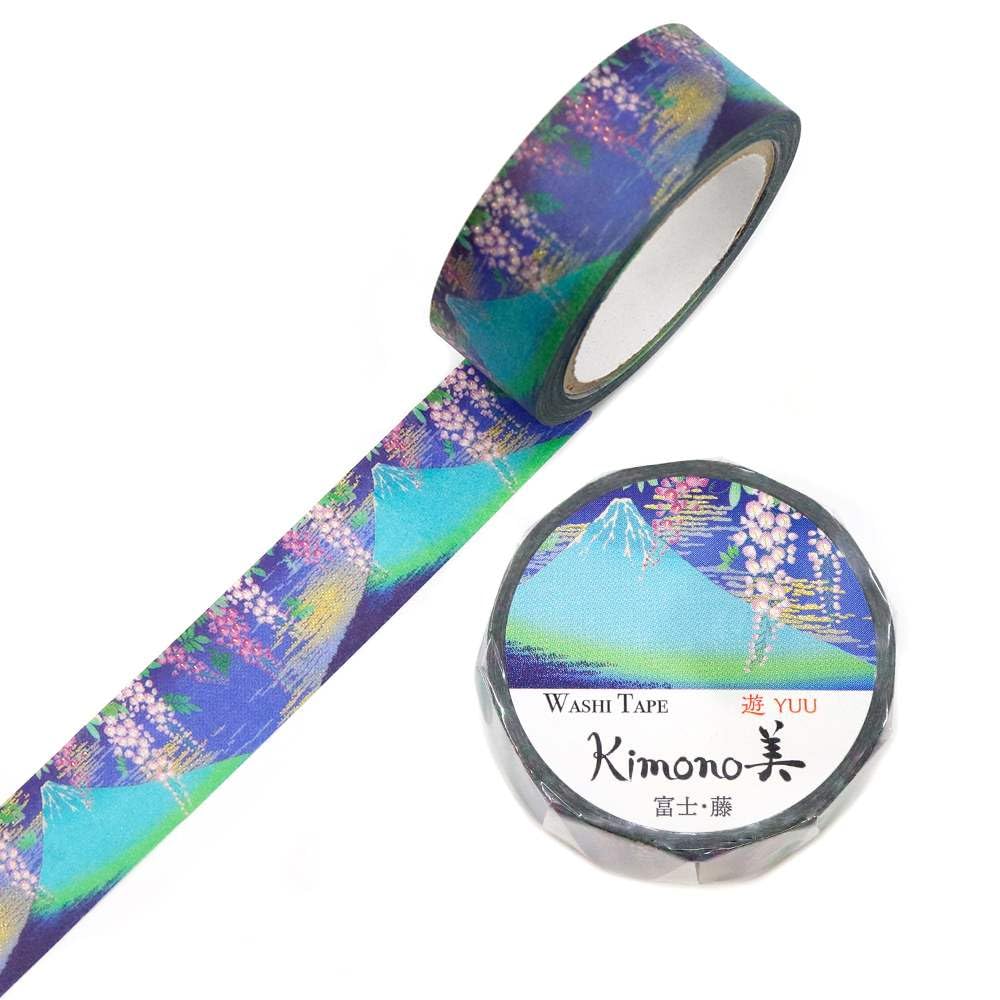 Kimono Biyu Retro Modern Design 15mm Wide Gold Leaf Gradient Masking Stationery for Cute Gold Leaf Fuji/Wisteria Tape, Students, Gradient, GR-2067