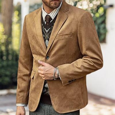 Casual Suit Coat Lapel Long Sleeve Two-Button Regular Fit Suit Jacket with Flap Pockets