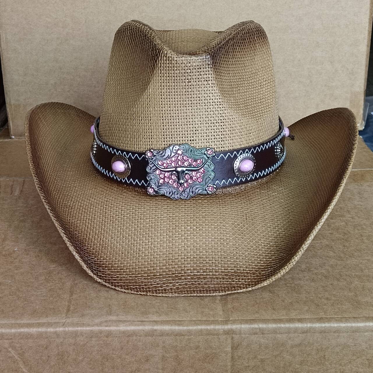 Cowboy Hat Shapeable  New Bull Head Accessories Western  Hat  Unisex Cowboy Hat  Straw Sombrero Vaquero M55-58cm