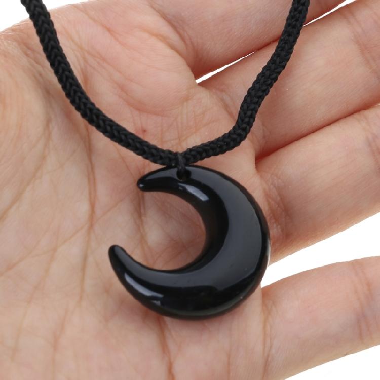 Lace Up Rope Necklace Cat Eye Moon Pendant Necklace Chinese Style Jewelry Gift