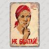 Vintage Russian Warning Tin Signs Poster Funny Russian Metal Plates Washroom Living Room Garden Home Wall Art Decortaion