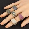 Nidin New Trendy Square Shape Inlaid Crystal Zircon Rings For Women Men 5 Colors Choice Hip Hop Style Finger Jewelry Chic Gifts