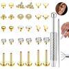 Stainless Steel Nose Stud and Lip Stud Threaded Piercing Jewelry Set